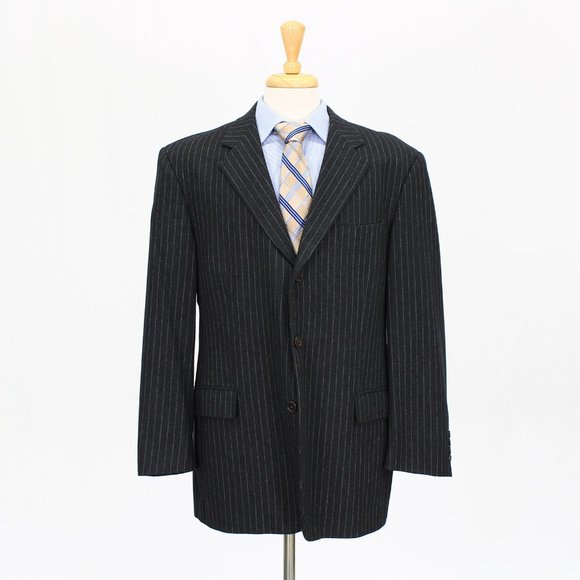 Brooks Brothers 44R Gray Striped 3-Button Sport Coat Blazer Jacket O635 - Picture 1 of 11